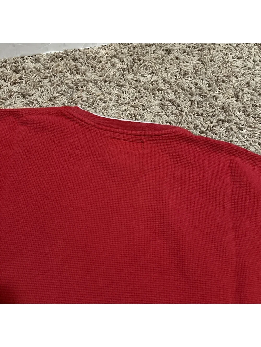 Polo Ralph Lauren Men's Polo Shirt Large? Red Long Sleeve Mesh/Thermal